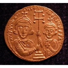 Long asymmetrical cross on a Byzantine coin
